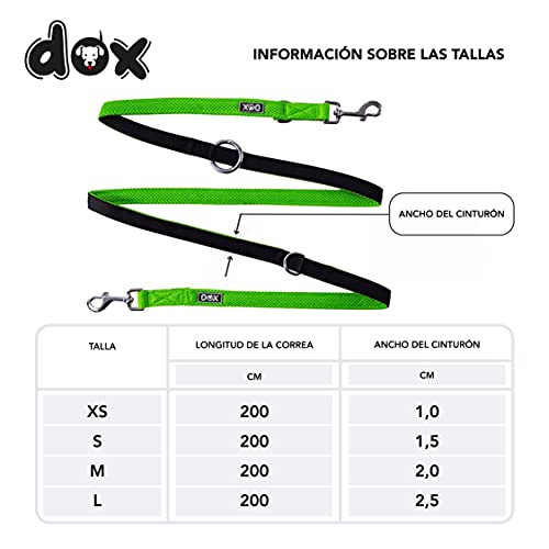 DDOXX Correa Perro Multiposición Air Mesh, Ajustable en 3 tamaños, 2m | Muchos Colores & Tamaños | para Perros Pequeño, Mediano y Grande | Correa Accesorios Doble 2 Gato Cachorro | Verde, XS
