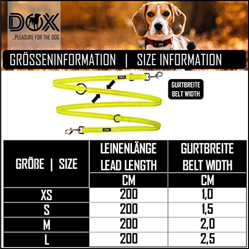 DDOXX Correa Perro Multiposición Nylon Reflectante, Ajustable en 3 tamaños, 2 m | Muchos Colores & Tamaños | para Perros Pequeño, Mediano y Grande | Correa Doble 2 Gato Cachorro | L, Negro, 2m