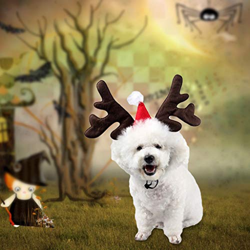 DENGHENG - Diadema para mascota de Navidad, diseño de cuerno de ciervo, disfraz de perro, cachorro o gato, producto de fiesta talla única 1