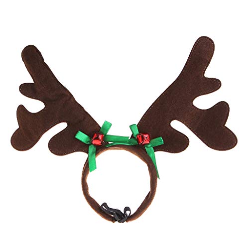 DENGHENG - Diadema para mascota de Navidad, diseño de cuerno de ciervo, disfraz de perro, cachorro o gato, producto de fiesta talla única 1