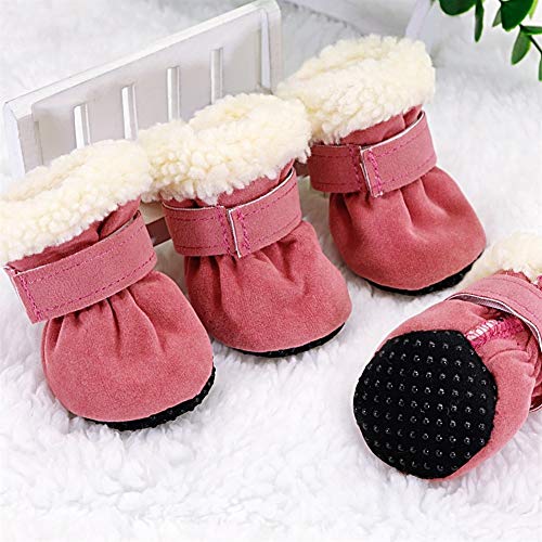 DHDHWL Botas para Perros Zapatos del perro del animal doméstico 4pcs impermeable botas de invierno for perros calcetines antideslizante perrito del gato lluvia botines nieve Calzado for los pequeños p