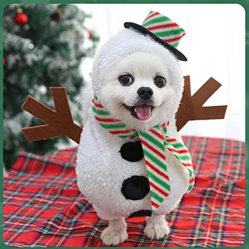 DHYBDZ Bonito Disfraz de Perro, Divertido Disfraz de Cosplay de muñeco de Nieve, Accesorio para Perros pequeños, Ropa de Abrigo navideña Decorativa Blanca para Invierno