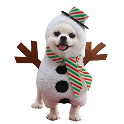 DHYBDZ Bonito Disfraz de Perro, Divertido Disfraz de Cosplay de muñeco de Nieve, Accesorio para Perros pequeños, Ropa de Abrigo navideña Decorativa Blanca para Invierno