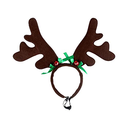 Diadema de alce con cuernos de reno para mascotas, disfraz de Navidad, accesorio para perros pequeños y medianos y gatos - Tipo 2