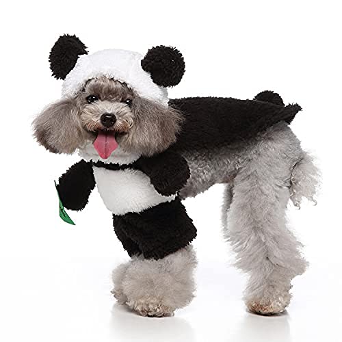 Disfraz de Mascota de pie Divertido Disfraz de Perro de pie Disfraz de Halloween (Panda) Blanco y Negro (M)