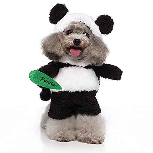 Disfraz de Mascota de pie Divertido Disfraz de Perro de pie Disfraz de Halloween (Panda) Blanco y Negro (M)