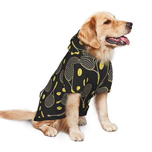 Divertidas raquetas de tenis y pelotas de tenis impresión ropa para perros sudadera con capucha para perros ropa para mascotas ropa de invierno media y grande sudadera