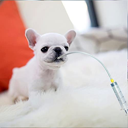 Dnoifne Juego de 2 tubos de alimentación para cachorros y cachorros que incluye tubo de alimentación (16 FR) y anillos de 20 ml, herramienta de alimentación para animales pequeños.