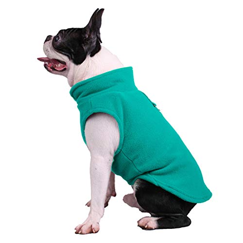 Dogs Jumpers - Sudadera para perro, chaleco de forro polar suave, chaqueta para clima frío con correa para perros pequeños medianos (grande, verde)