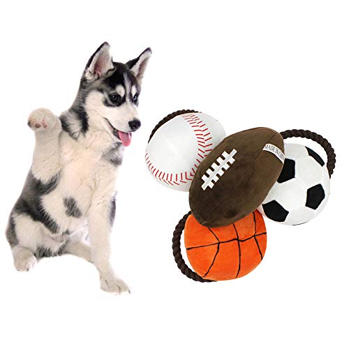 dontdo Juguete de pelota de sonido para mascotas perro gatos cachorro cuerda de algodón baloncesto fútbol muñeca masticar Squeaky Toy Rugby*