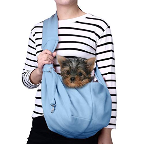 Ducomi Pets - Transportín con correa de tela suave para perros y cachorros (M, Light Blue)