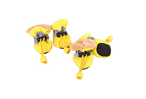 Ducomi Zapatilla antideslizante antilluvia para perros – Zapato para perro de lluvia – Protección para las patas transpirables, impermeable, piel interior y suela antideslizante (Fluo Yellow, S)
