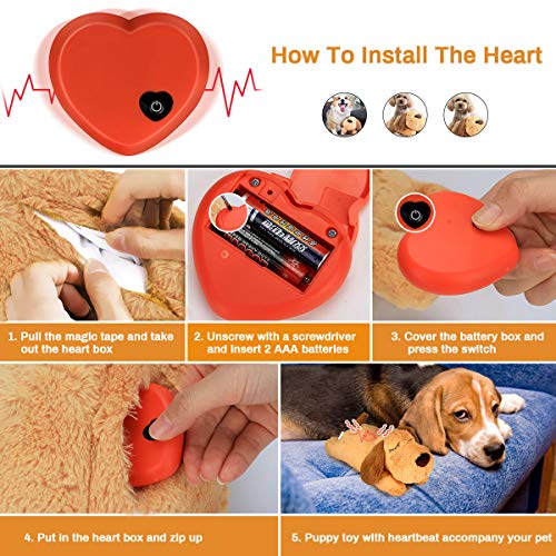 E-More Juguete De Peluche para Perros Heart Beat Puppy Behavioral Aid Toy, Cachorros Recién Nacidos Ansiedad De Separación De Ayuda para Dormir