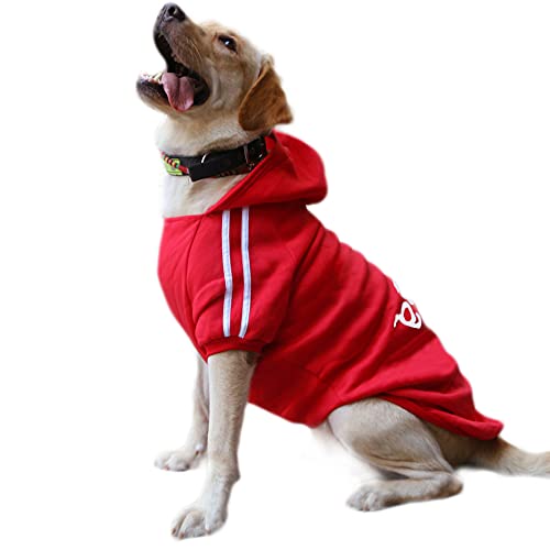Eastlion Ropa Perro Grande,Cálido Sudadera con Capucha para Perros Algodón Suéter Chaqueta Abrigo Costume Pullover para Mascota Perro Gato (Rojo,5XL)