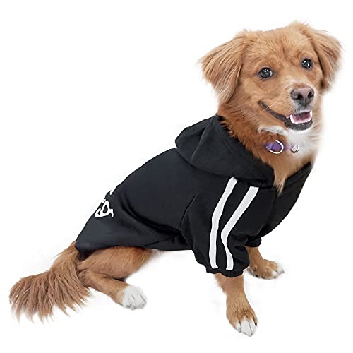Eastlion Ropa Perro,Cálido Sudadera con Capucha para Perros Algodón Suéter Chaqueta Abrigo Costume Pullover para Mascota Pequeño Perro Gato (Negro,L)