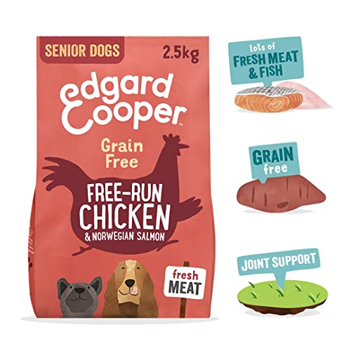 Edgard & Cooper Pienso Perros Senior Comida Seca Natural Sin Cereales 2.5kg Salmon y Pollo Fresco, Naturalmente fácil de digerir, Alimentación Sana Sabrosa y equilibrada, Proteína