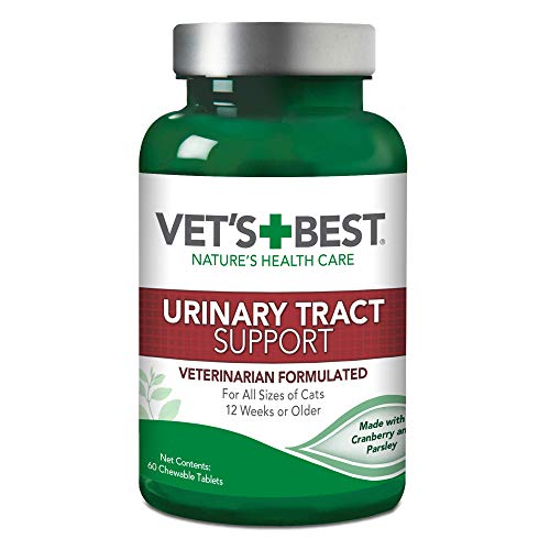 El mejor tracto urinario para gatos Vet's Best soporta suplementos para gatos | Apoya el tracto urinario saludable Cat A | 60 tabletas masticables