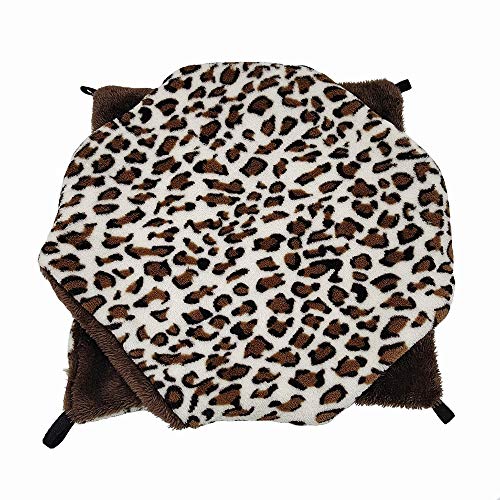 ELEpure - Hamaca de leopardo para animales pequeños - Cama colgante de peluche para dormir caliente - Accesorios para ardilla, gerbola Chinchilla Furet cobaya (34 x 34 cm)