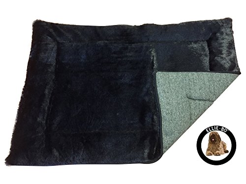 Ellie-Bo Cama Reversible de Tweed y Piel sintética Negra para jaulas y Cajas de Perro de 30 Pulgadas