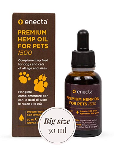 Enecta Premium Hemp Oil FOR Pets - Suplemento de Aceite de Cáñamo Rico en Omega 3-6 para Perros y Gatos de Todas Las Razas y Edades (30 ml)