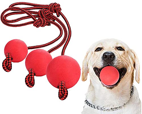Enzege 3 pcs Pelota con Cuerda, Mascota Productos de Goma, Juguete de adiestramiento para Perro