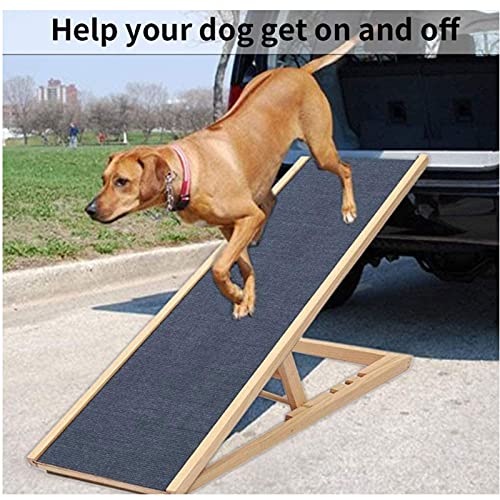 Escalera para perros Escalera para mascotas Rampa de perro ajustable de altura para rampa grande del automóvil para la rampa de mascotas del gato con alfombra antideslizante de las mascotas de madera,