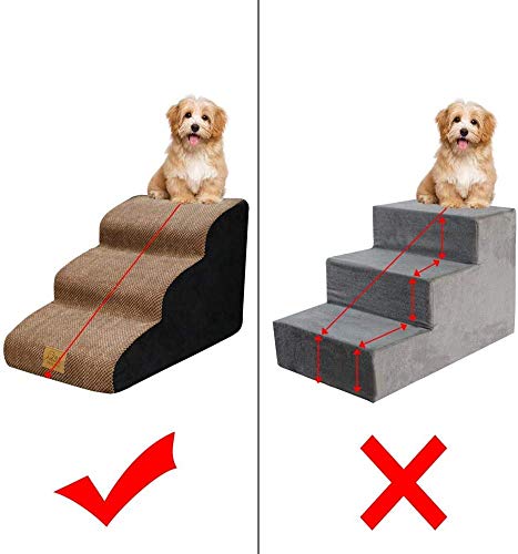 Escaleras para mascotas para perros pequeños y gatos con funda extraíble para camas altas Ligeras para perros grandes, medianos, gatos, mascotas mayores, fáciles de subir escaleras,Marrón,3 steps
