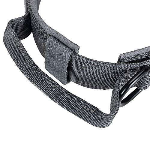 EXCELLENT ELITE SPANKER Collar táctico para Perros Collar de Nylon Ajustable K9 Collar Militar para Perros Hebilla de Metal Resistente con Mango(Gris-M)