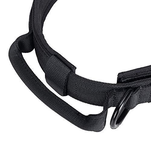 EXCELLENT ELITE SPANKER Collar táctico para Perros Collar de Nylon Ajustable K9 Collar Militar para Perros Hebilla de Metal Resistente con Mango(Negro-L)