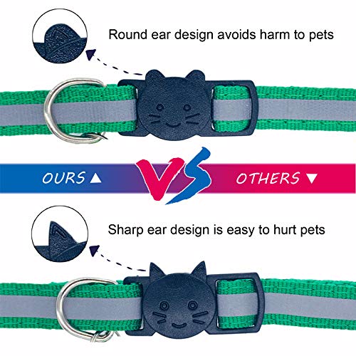 Extodry Paquete de 12 collares reflectantes para gatos, ajustable de 19 a 32 cm, apto para la mayoría de gatos domésticos y collares de gatitos (con 4 etiquetas antipérdidas).
