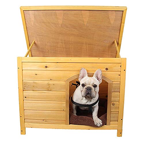 FACAZ Casa para Perros Casa para Perros de Madera para Interiores con Techo abatible Muebles para Mascotas para Interiores al Aire Libre (Color: Natural, Tamaño: 84x51x61cm)