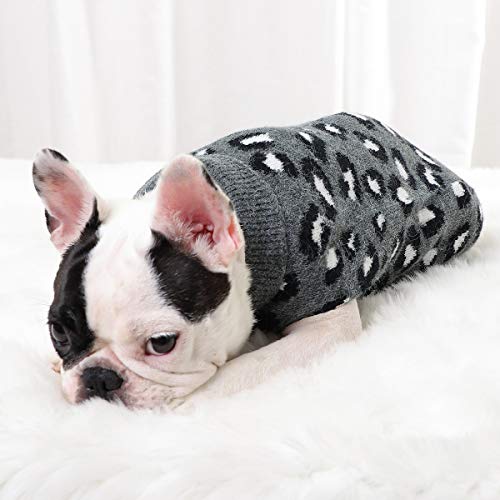 FAMKIT Suéter para Perros Ropa de Invierno para Mascotas Patrón de Leopardo Ropa de Abrigo para Cachorros