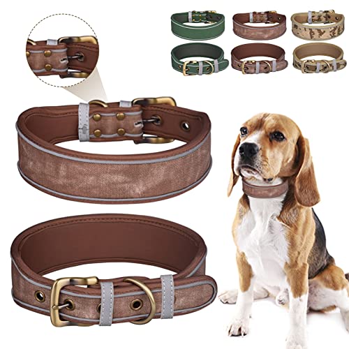 farfi Collar de perro de poliéster reflectante resistente al desgaste anti-tirón para perros grandes collar de perro para perros medianos