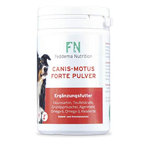 Feddema Canis-Motus Forte Polvo Articulación Suplemento Dietario para Perro con Garra Glucosamina Msm Mejillón I Alimenticio Articulaciones Pequeño 150g, Normal 250g, 2er Pack 2X 250g - Normal