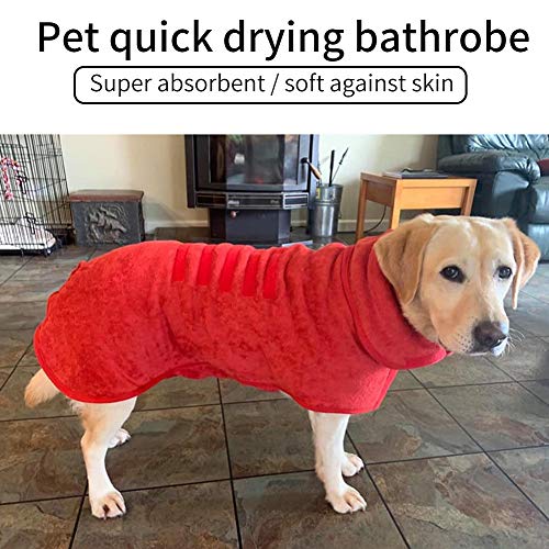 Fengshengli Albornoz para perro con adhesivo mágico toalla de baño accesorios de baño limpieza cómoda absorbente de agua caliente aseo suave microfibra para cachorro abrigo t secado (rojo)