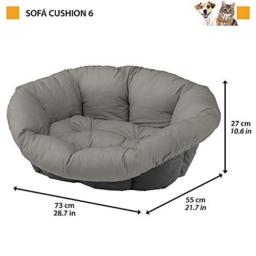Ferplast Dog and Cat Sofa' Cushion 6 Padded Spare Cover for Pet Bed Plastic Basket Funda Cities, Café, Talla 6: 73 x 55 x 27 cm