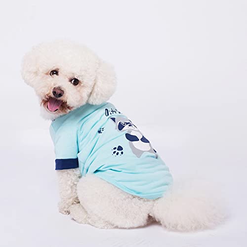 Fisheraw Camiseta Blanda con Estampado de Dibujos Animados de Racoon para Perros y Gatos para Mascotas de Verano Azul Marino Metro