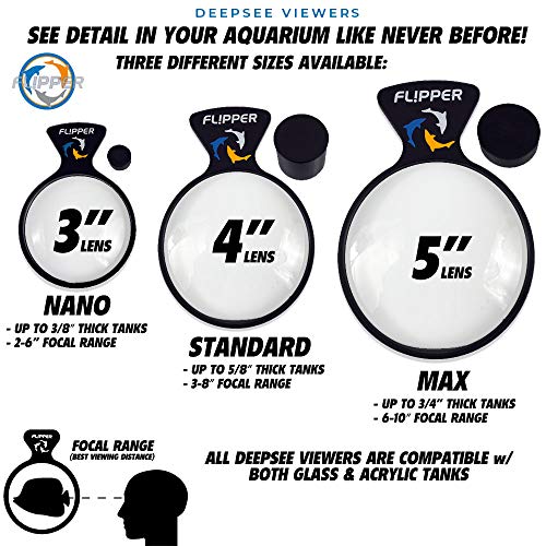 FL!PPER DeepSee - Lupa magnética para acuario, lupa de peces, lupa magnética, ideal para fotografía, accesorios para tanque de peces, 4 pulgadas