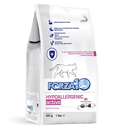 Forza10 Hypoallergenic Active - Pienso seco para Gatos con Enfermedades de la Piel, 1 Unidad (454 g)