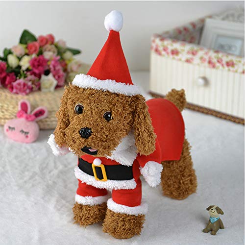 fpengfashion Mascota Navidad Santa Disfraces con sombrero Perro Lindo Vacaciones Cosplay Traje Claus Ropa Cachorro Invierno Abrigo Caliente