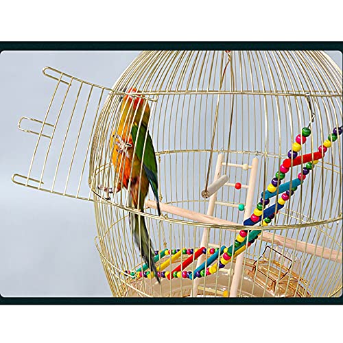 Fundas para jaulas de pájaros para loros Jaula de loros redondos Electroplating Parrot Golden Loro Metal Pájaro Jaula Hogar grande Lujo Gran espacio grande 48 × 78cm Buenas noches cubierta de jaula