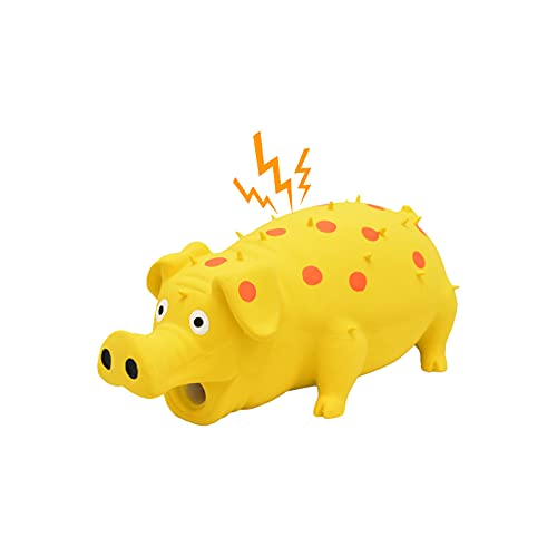 FuninCrea Grunting Latex - Juguete de goma para perro, diseño de cerdo, juguete para masticar para perro, de látex de 8 pulgadas con un sonido de sonido, juguete para perro de cerdo (amarillo)