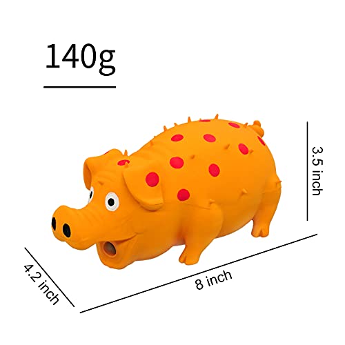 FuninCrea Grunting Latex - Juguete de goma para perro, diseño de cerdo, juguete para masticar para perro, de látex de 8 pulgadas con un sonido de sonido, juguete para perro de cerdo (naranja)