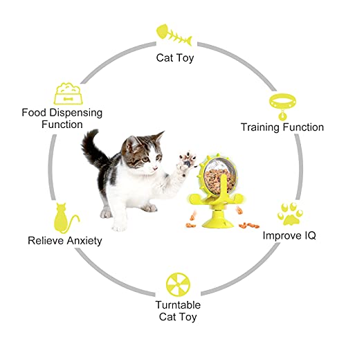FuninCrea Juguetes Educativos Interactivos para Gatos,Juegos Mentales de Entrenamiento para Gatos y Juguete de Comida de Fugas Lentas para Mejorar el Coeficiente Intelectual de Gatos (Amarillo)