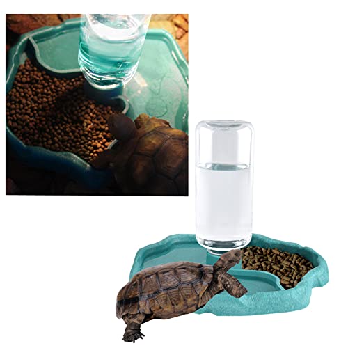 FurPaw Tazón para Mascotas - Automático Bebedero y Comida Platos 2 en 1 Comedero para Tortuga Lagarto Gecko, Azul