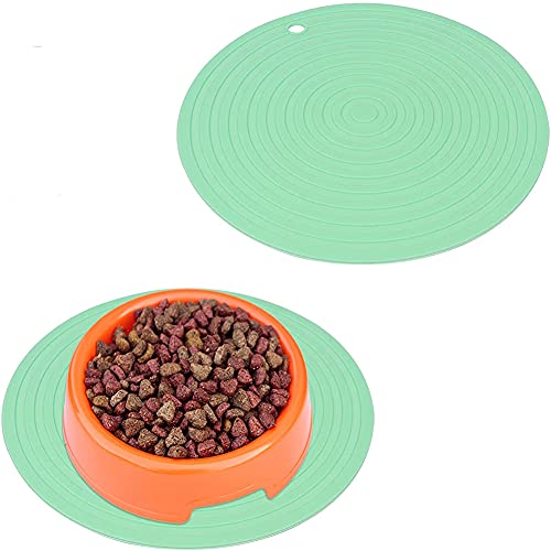Generic 2 alfombrillas de silicona para comedero de perros y gatos (24 cm de diámetro)