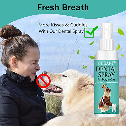 GHEART Spray Dental Perros, Spray Dental para Mascota, Ambientador para Aliento De Mascotas, Limpia Dientes para Perros, Tratamiento De Limpieza Natural De Los Dientes, 100ml