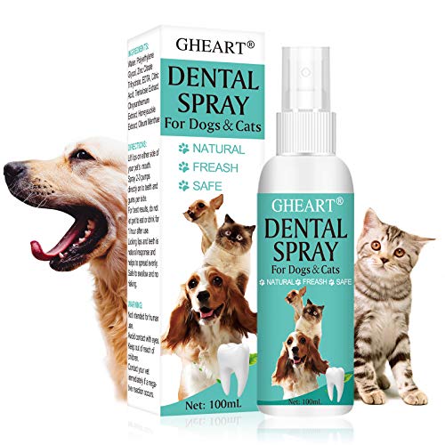 GHEART Spray Dental Perros, Spray Dental para Mascota, Ambientador para Aliento De Mascotas, Limpia Dientes para Perros, Tratamiento De Limpieza Natural De Los Dientes, 100ml