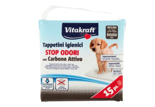 Giglio Nero Vitakraft - Alfombrillas higiénicas con carbón activo, 60 x 60 cm, aptas para perros y gatos, 120 unidades, absorbentes y antiolores