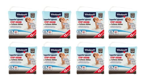 Giglio Nero Vitakraft - Alfombrillas higiénicas con carbón activo, 60 x 60 cm, aptas para perros y gatos, 120 unidades, absorbentes y antiolores
